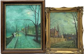 Robert Wood (British 20th century) after Atkinson Grimshaw: Moonlight Street scenes