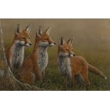 Robert E Fuller (British 1972-): Red Foxes in Long Grass