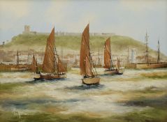 Ken Hammond (British 1948-): 'Fishing Fleet at Scarborough'