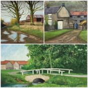 Robert Wood (British 20th century): 'The Lane Silpho' & two other North Yorkshire Farm scenes