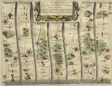 John Ogilby (British 1600-1676): 'The Extended Road from Oakham to Richmond in Yorkshire'