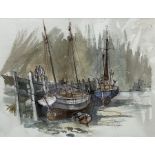 Roger Murray (British Contemporary): Fishing Boats Moored in Harbour