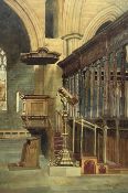 F Stansfield (British 19th/20th century): Church Interior