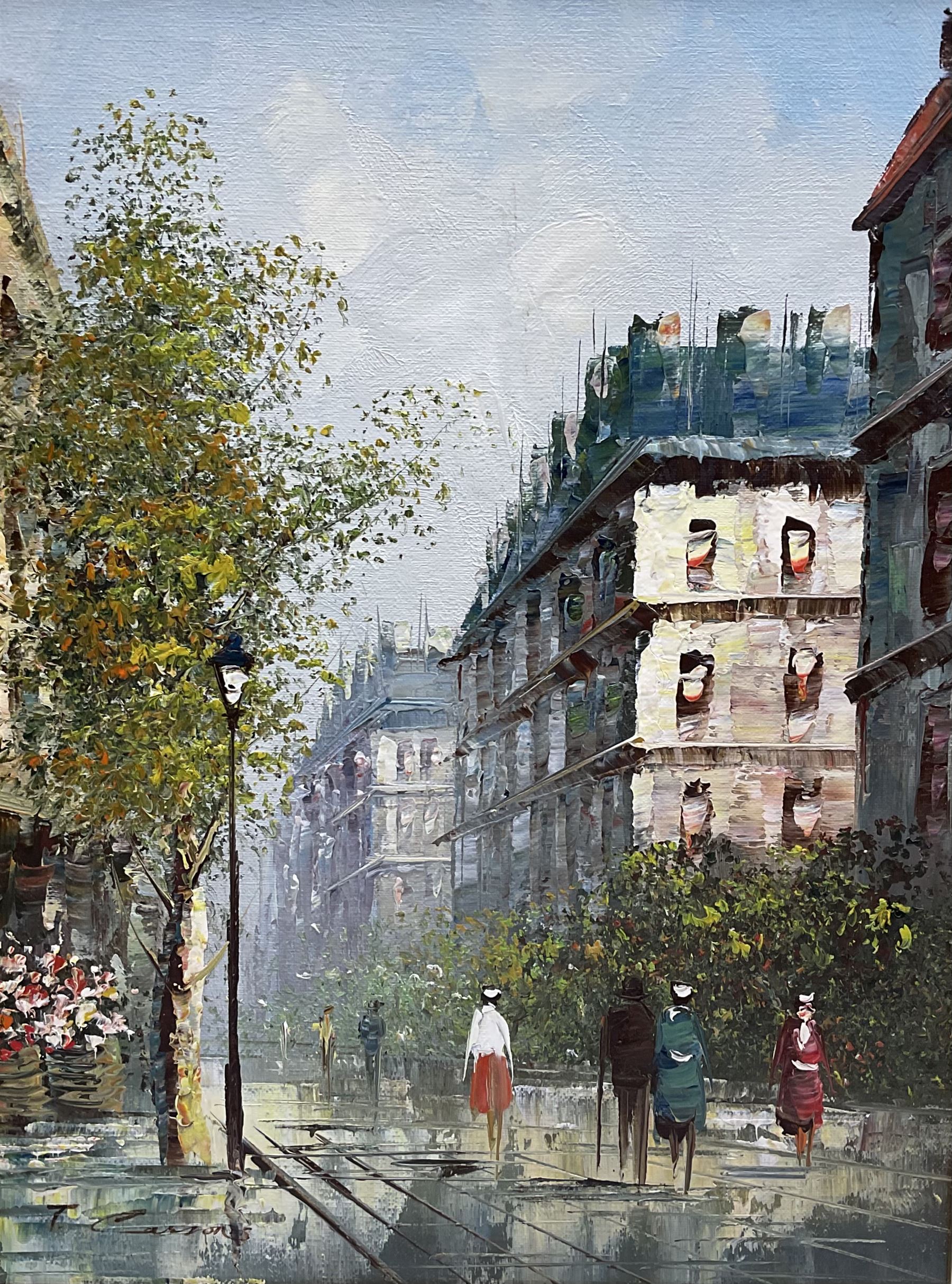 French School (20th century): Parisian Market Day Scene and Impressionist Street Scene - Image 3 of 6