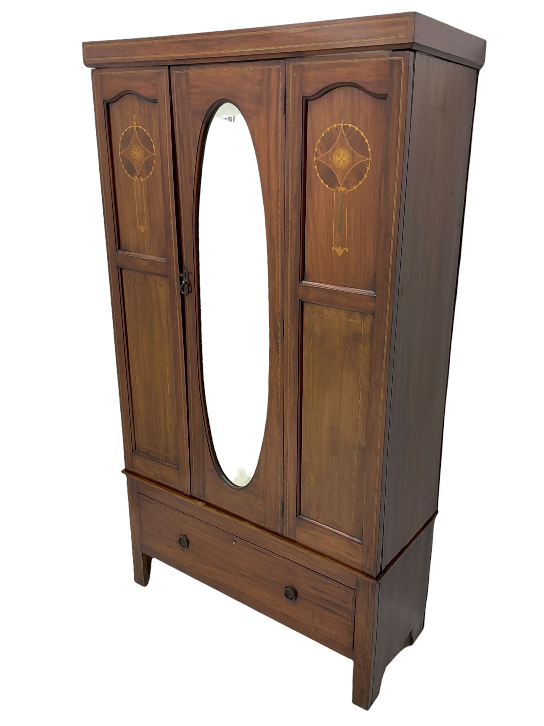 Edwardian inlaid mahogany wardrobe - Image 4 of 8