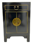 Small Chinese ebonised lamp cabinet