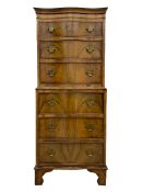 Burton Reproductions walnut chest on chest