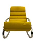 Dwell - contemporary rocking chair on chrome supports upholstered in yellow