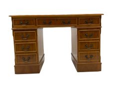 Yew wood twin pedestal office desk