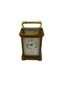 A late 19th century French corniche cased carriage clock