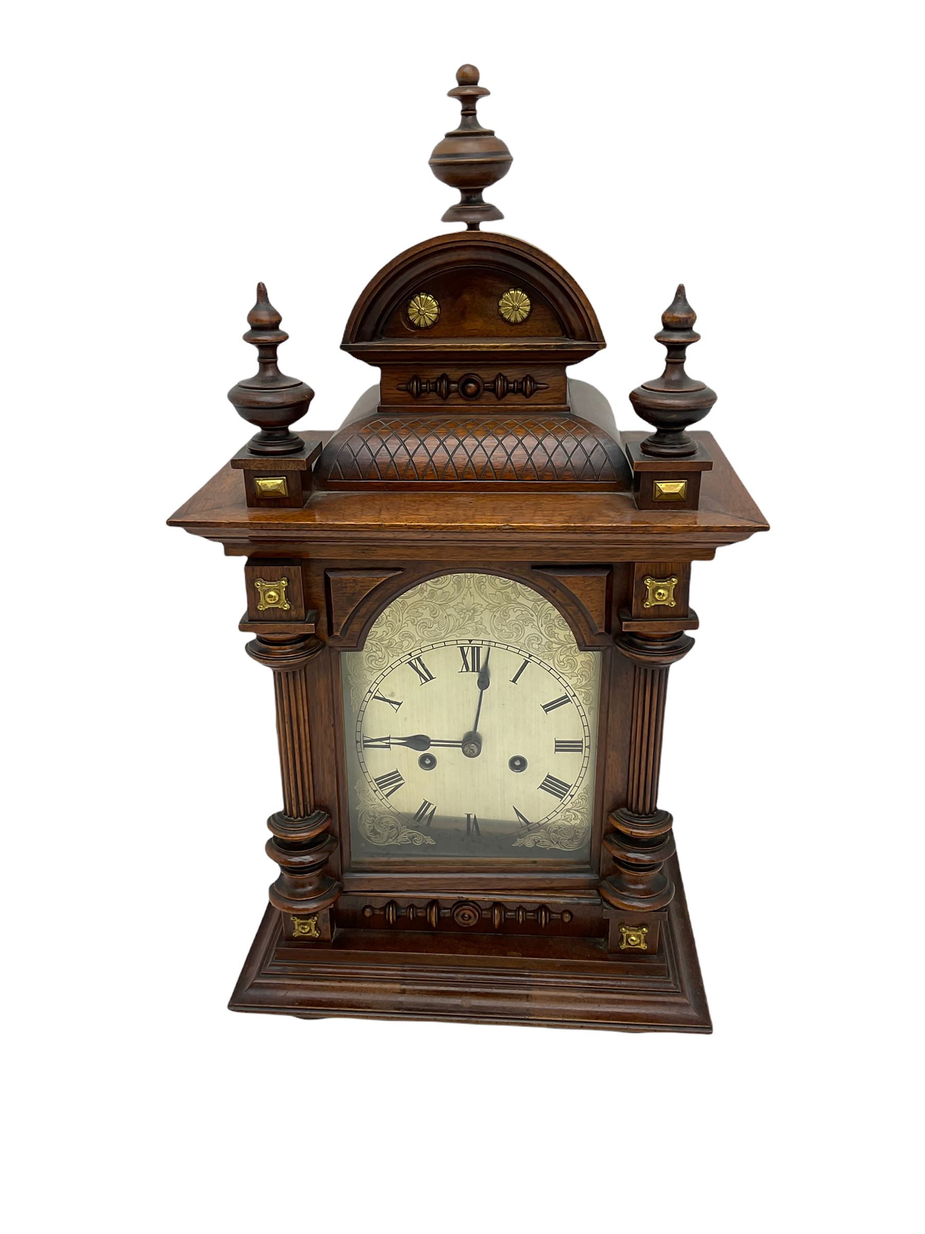 A late 19th century twin train striking mantle clock manufactured in Germany by Phillip Hass & Sohn