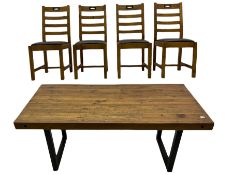 Rustic pine rectangular dining table