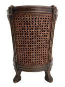 Regency style circular mahogany and cane-work waste paper basket
