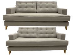 Pair of Heals Mistral modern light grey sofas in Capelo fabric