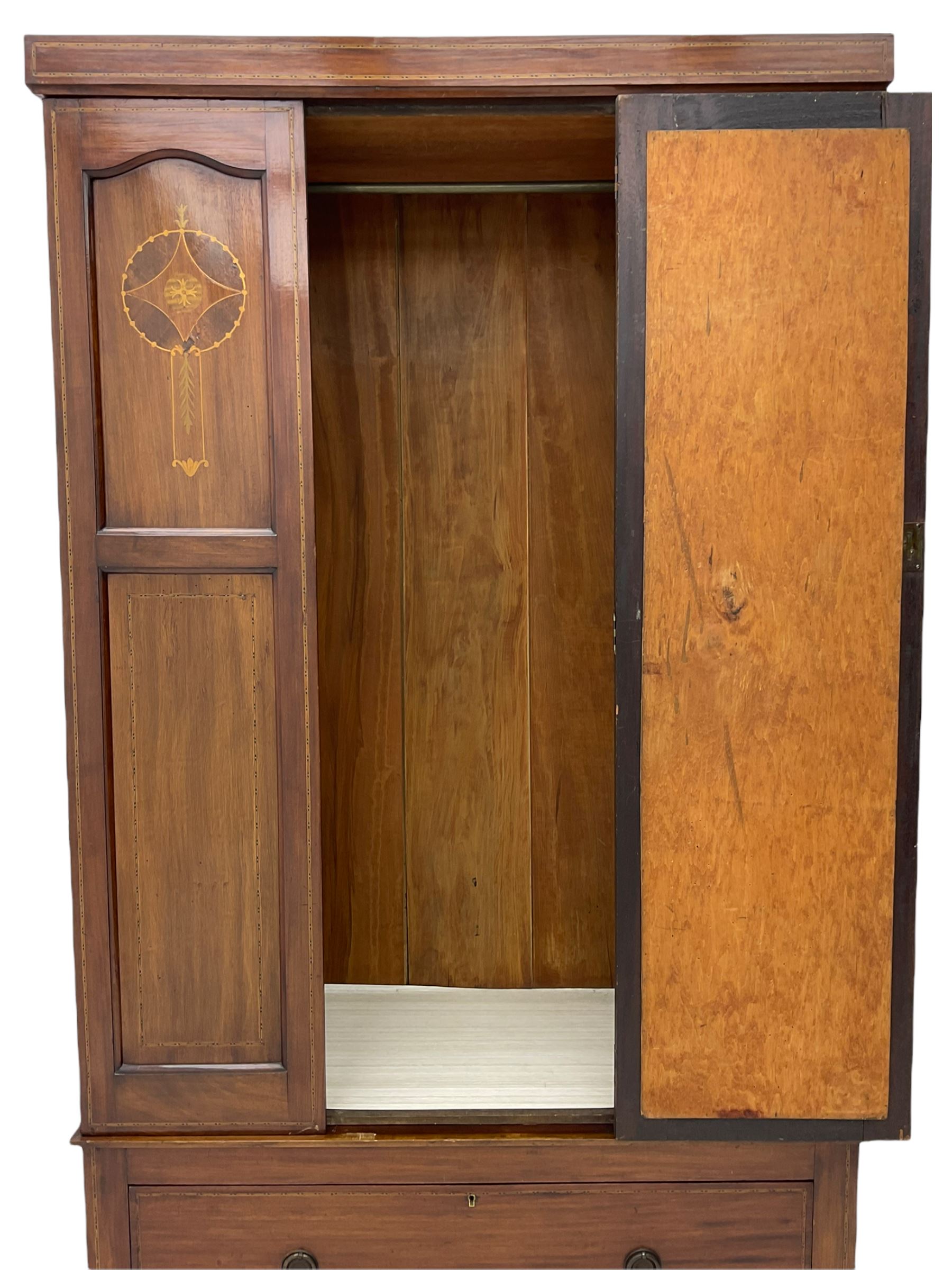 Edwardian inlaid mahogany wardrobe - Image 6 of 8