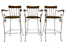 Set three high-back bar stools
