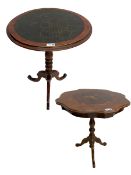 Victorian pine and beech circular tripod table (D51cm