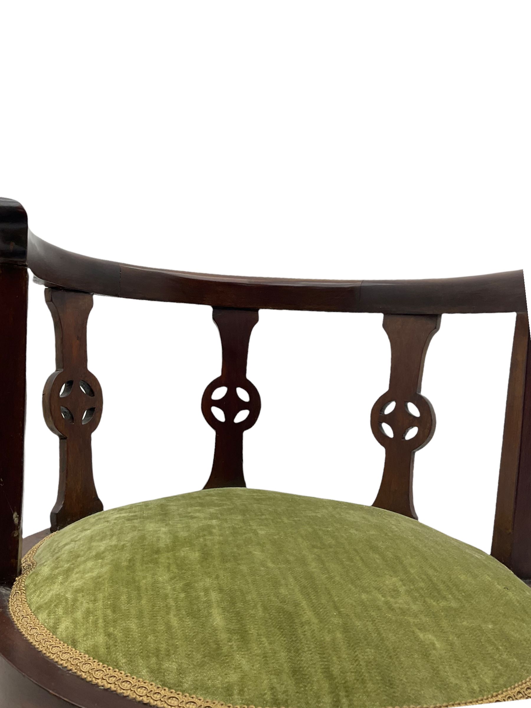 Pair of Edwardian mahogany tub shaped chairs - Image 5 of 8