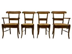 Set of four French walnut dining chairs