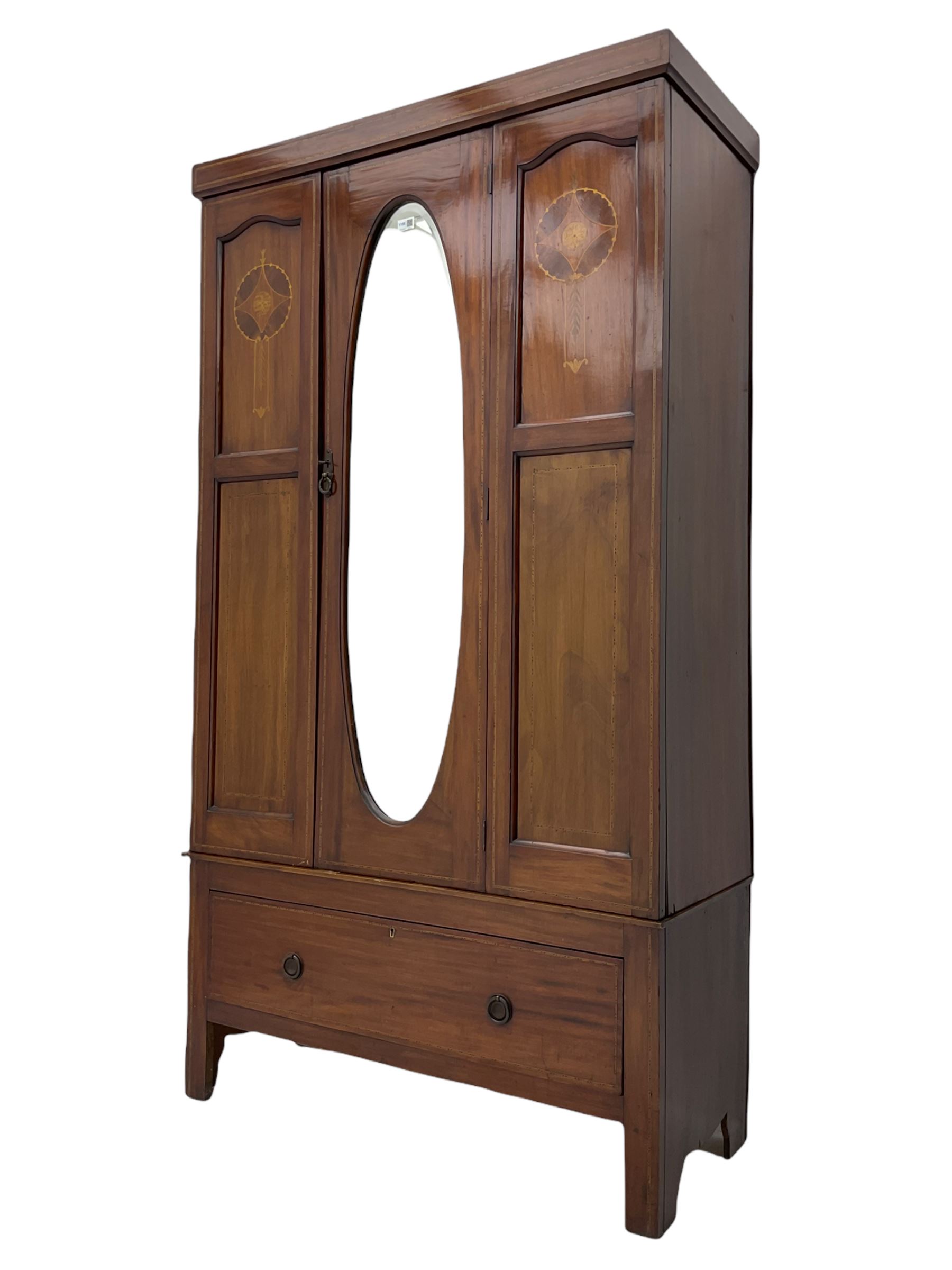 Edwardian inlaid mahogany wardrobe - Image 2 of 8
