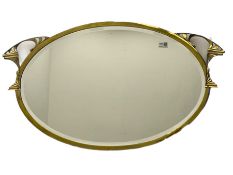 Art Nouveau brass oval wall mirror