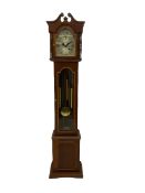A contemporary "Lawrain" Grandmother clock in a simulated mahogany case