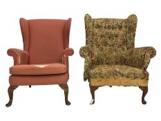Two mid to late 20th century wing back armchairs