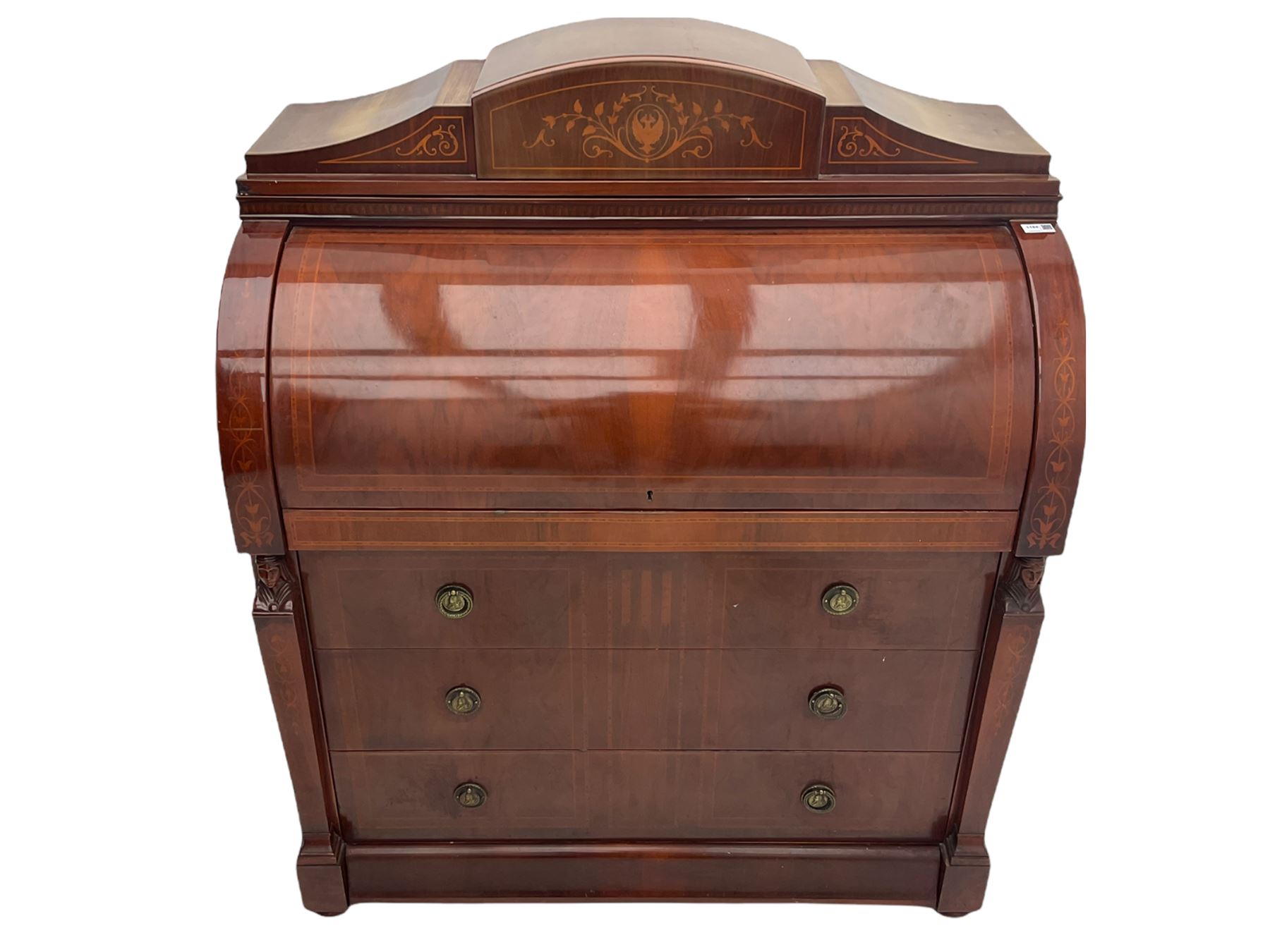 Italian inlaid walnut roll top desk - Image 2 of 11