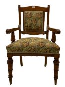 Late Victorian walnut elbow armchair
