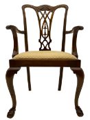 Chippendale style mahogany elbow chair
