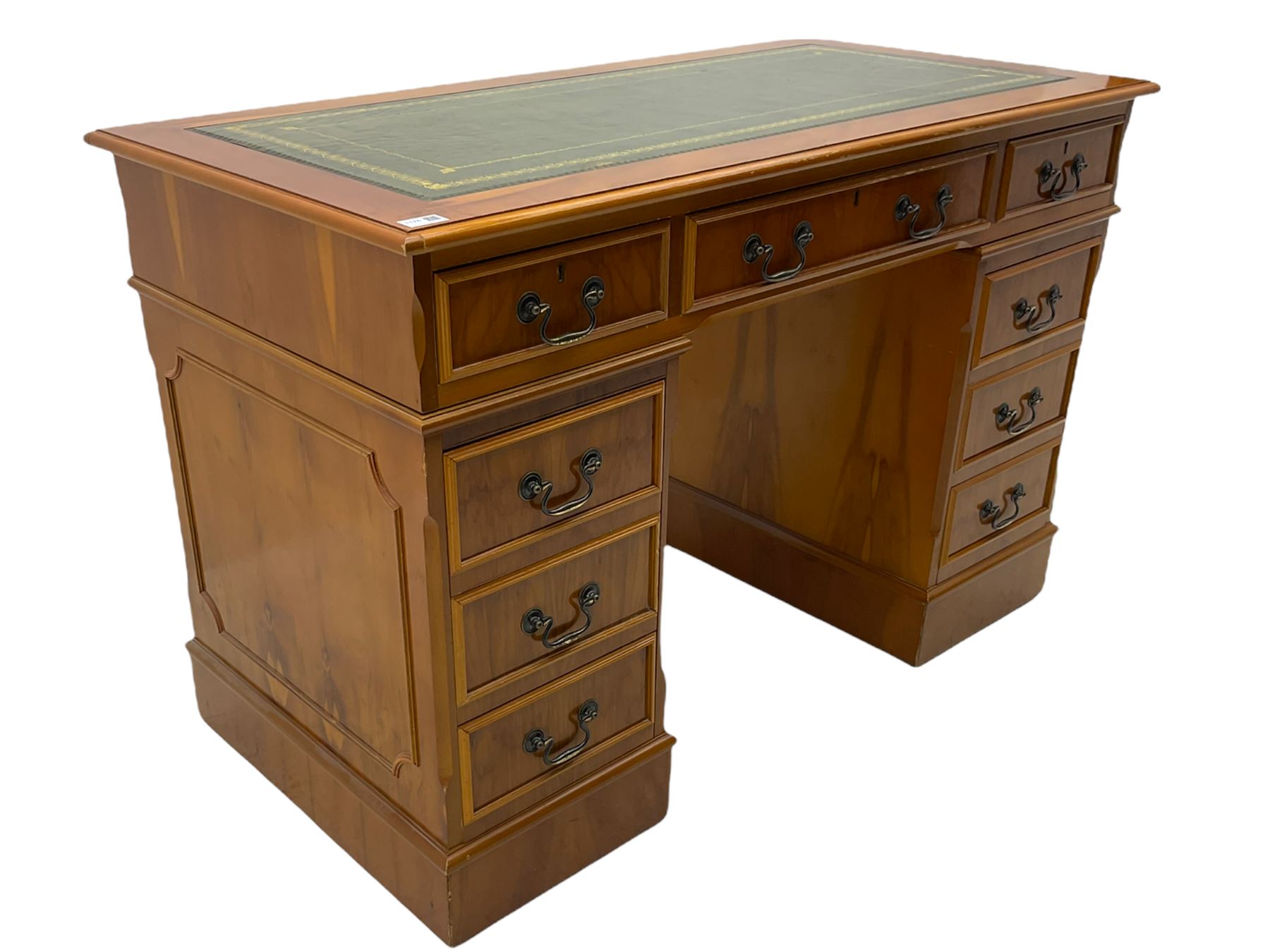 Yew wood twin pedestal office desk - Image 3 of 9