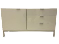 MADE.COM - "Marcell" white gloss and burnished metal sideboard