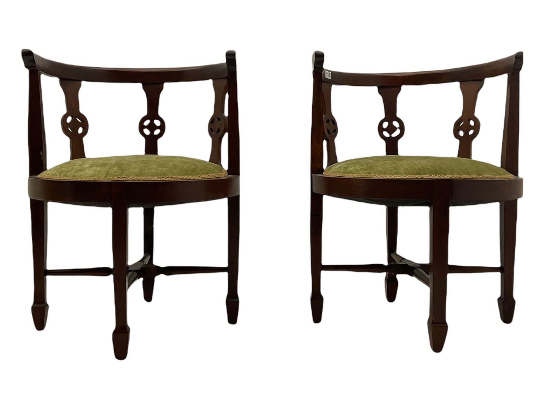 Pair of Edwardian mahogany tub shaped chairs - Image 8 of 8