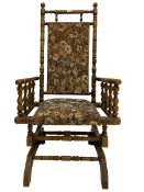 Late 19th century beech framed American rocking chair