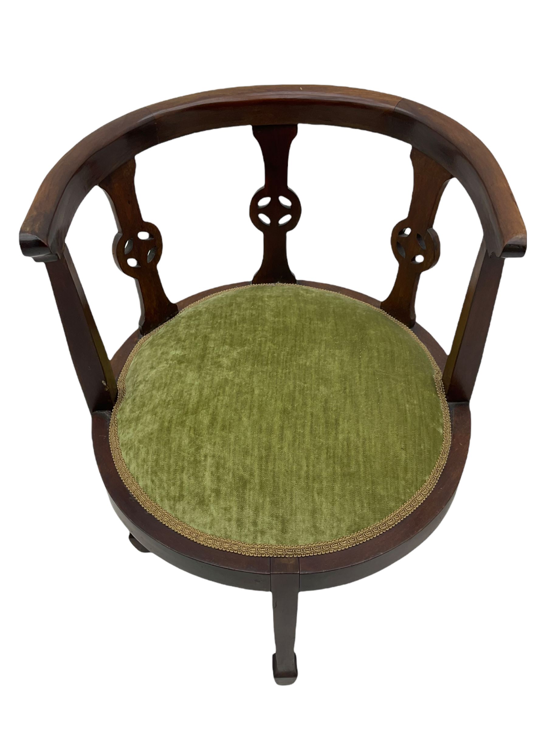Pair of Edwardian mahogany tub shaped chairs - Image 3 of 8