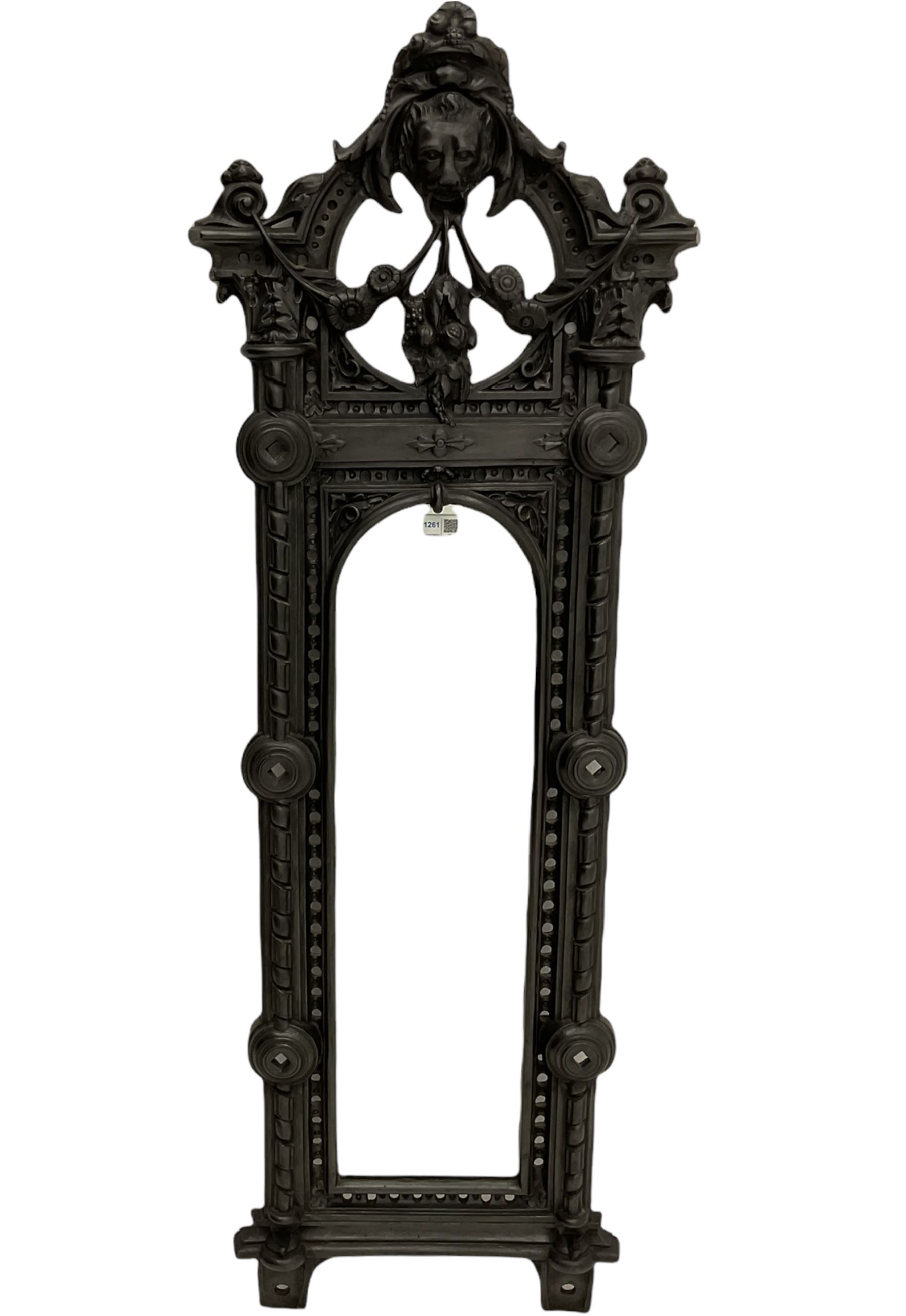 Victorian cast-iron framed wall mirror with registration kite mark