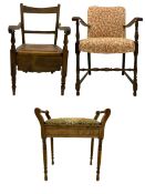 Early 20th century beech framed open armchair (W55cm)