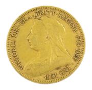 Queen Victoria 1893 gold half sovereign coin