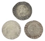 Three Elizabeth I hammered silver sixpence coins