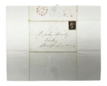 Queen Victoria penny black stamp on letter / entire