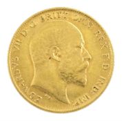 King Edward VII 1910 gold half sovereign coin