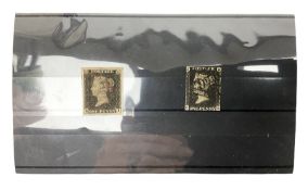 Two Queen Victoria penny black stamps