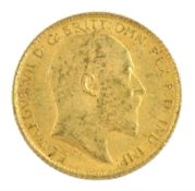 King Edward VII 1906 gold half sovereign coin