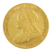 Queen Victoria 1896 gold full sovereign coin