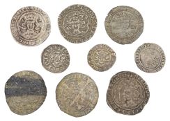 Collection of nine hammered silver coins including Edward III (1327-77) groat