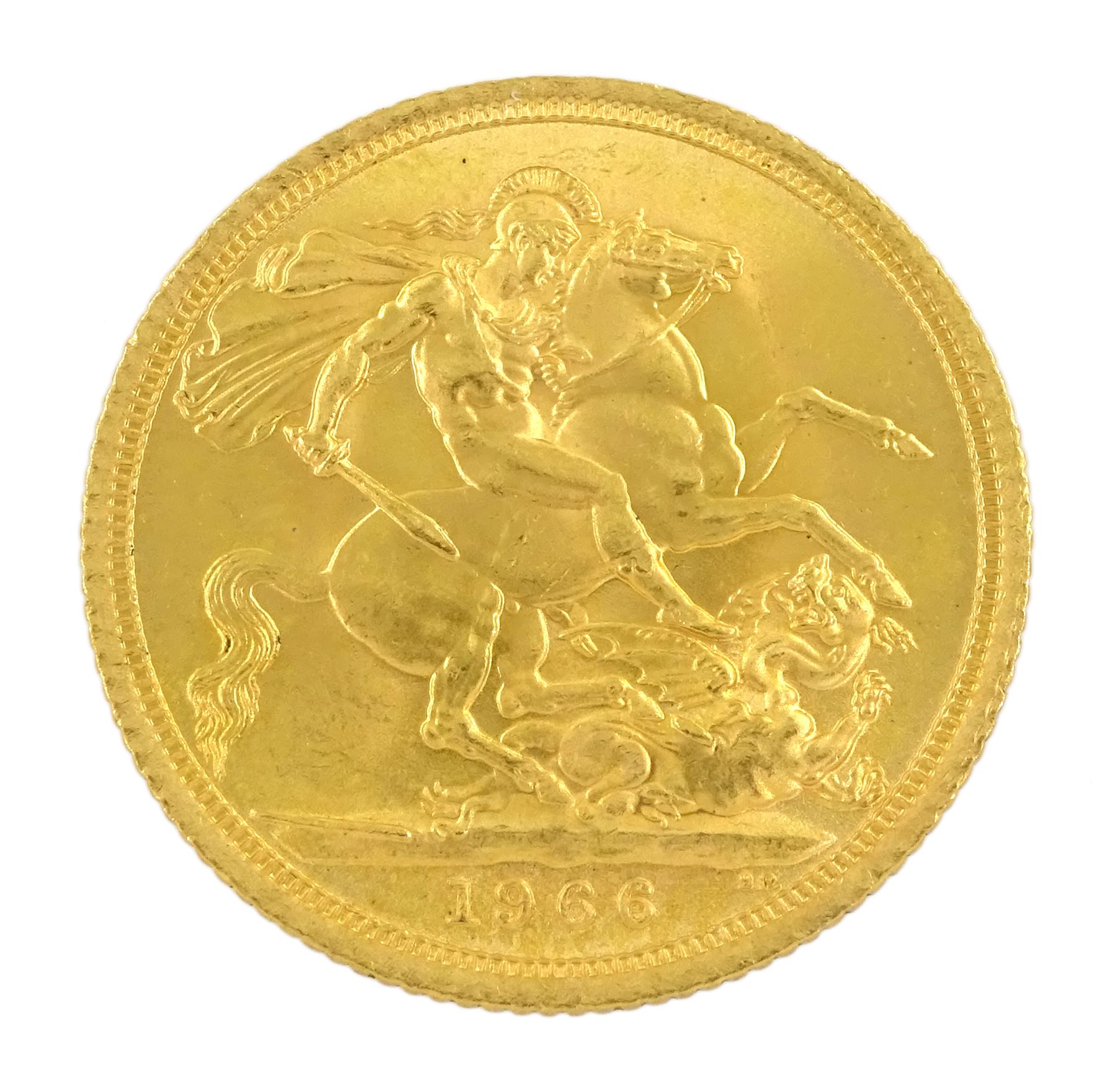 Queen Elizabeth II 1966 gold full sovereign coin - Image 2 of 2