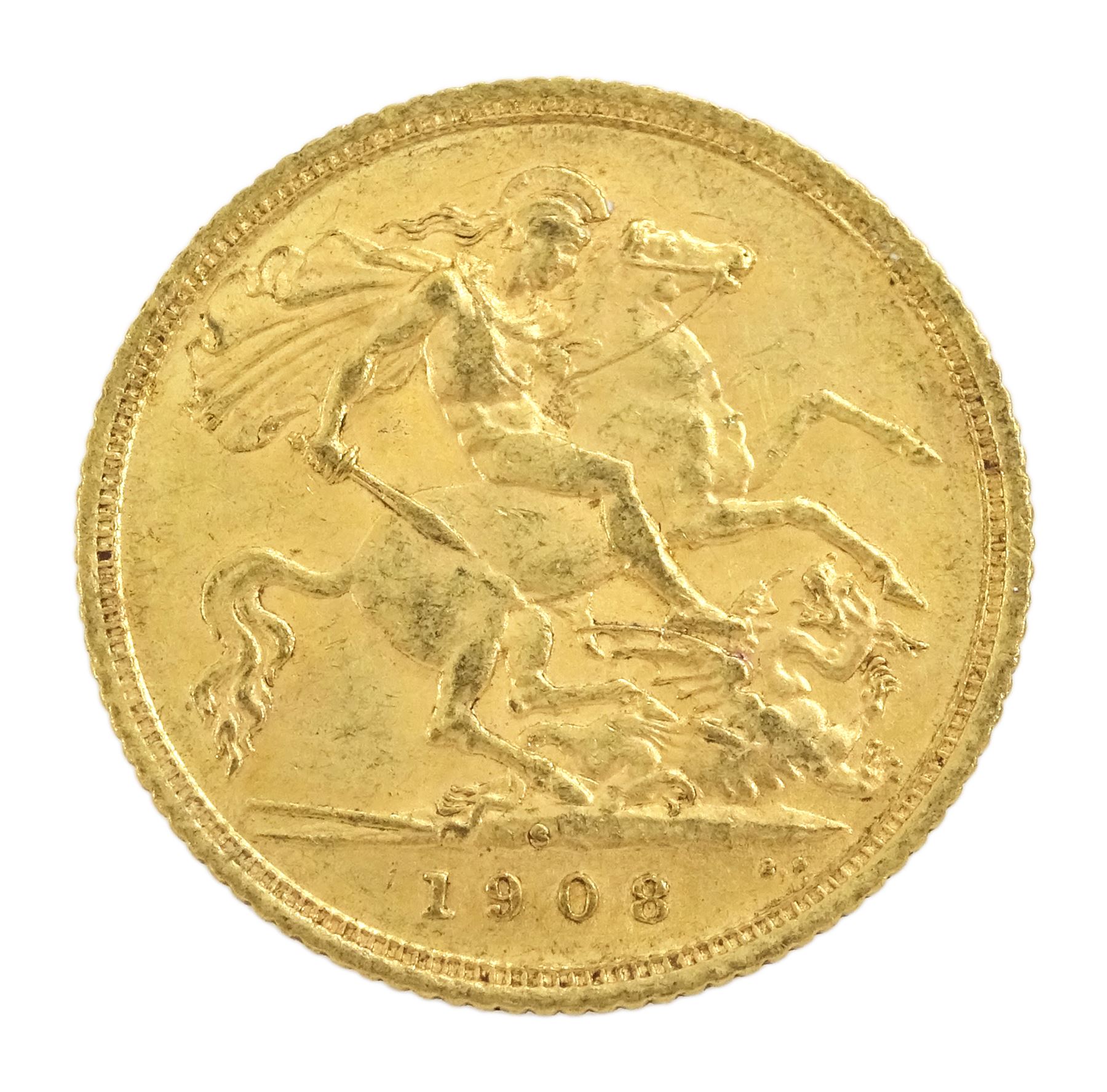 King Edward VII 1908 gold half sovereign coin - Image 2 of 2
