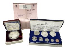 Jamaica 1975 eight coin proof set produced by the Franklin Mint and a Jamaica 1978 sterling silver p