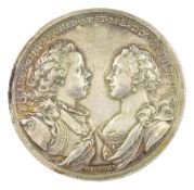 Foedus Amoris silver medallion for the wedding of Archduke Leopold of Austria with Infanta Maria Lui