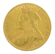 Queen Victoria 1900 gold full sovereign coin